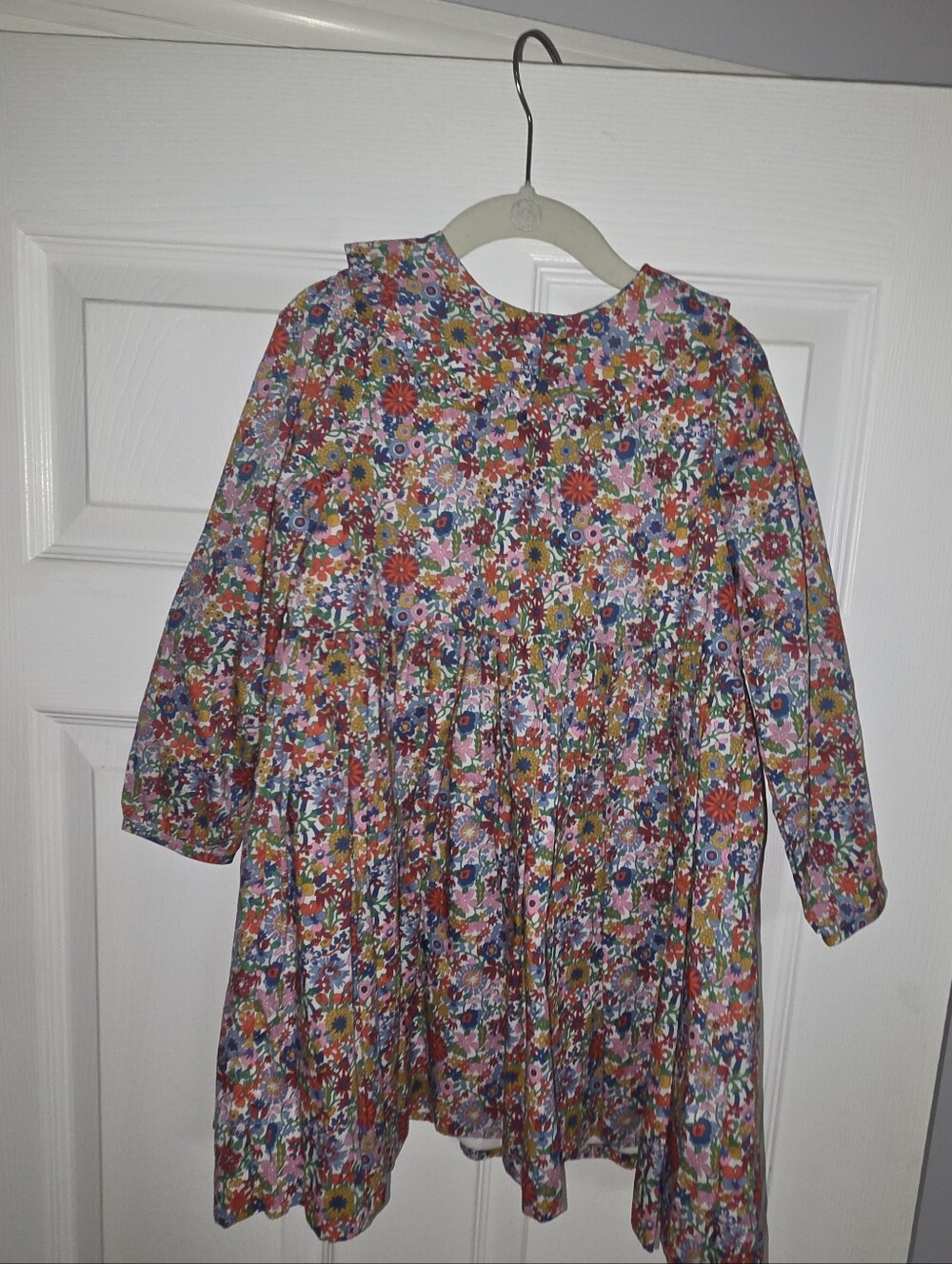 Jacadi long-sleeve dress. Girls Pink Multicolor Floral Long-Sleeve Dress
